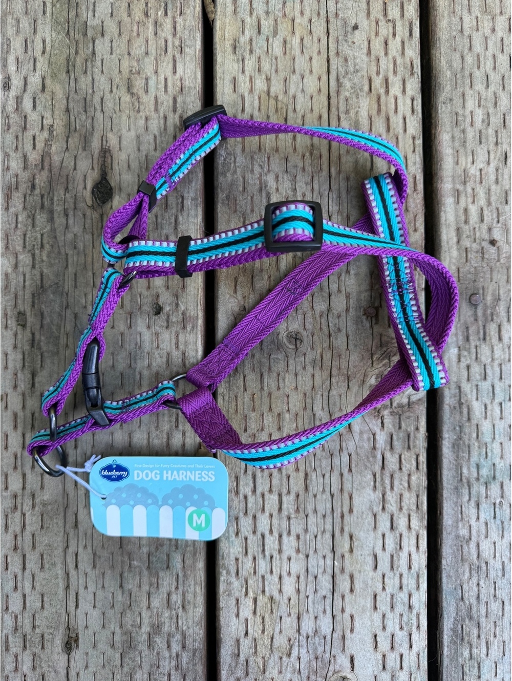 Blueberry Pet Medium Dog Harness Purple and Turquoise